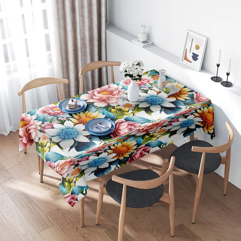 Home Textiles List - Colorful Floral Printed TableclothPerfect Addition for
