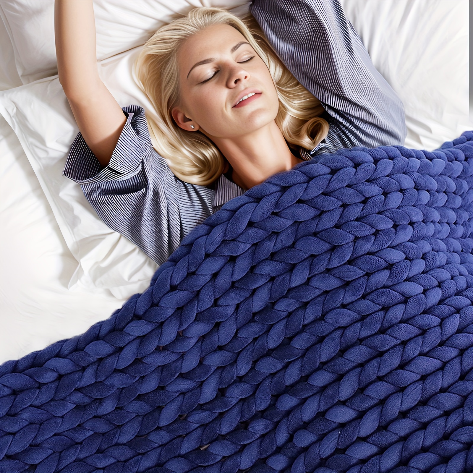 Weighted Blanket 15Lb - Weighted Knitted Weighted Blanket Queen Size