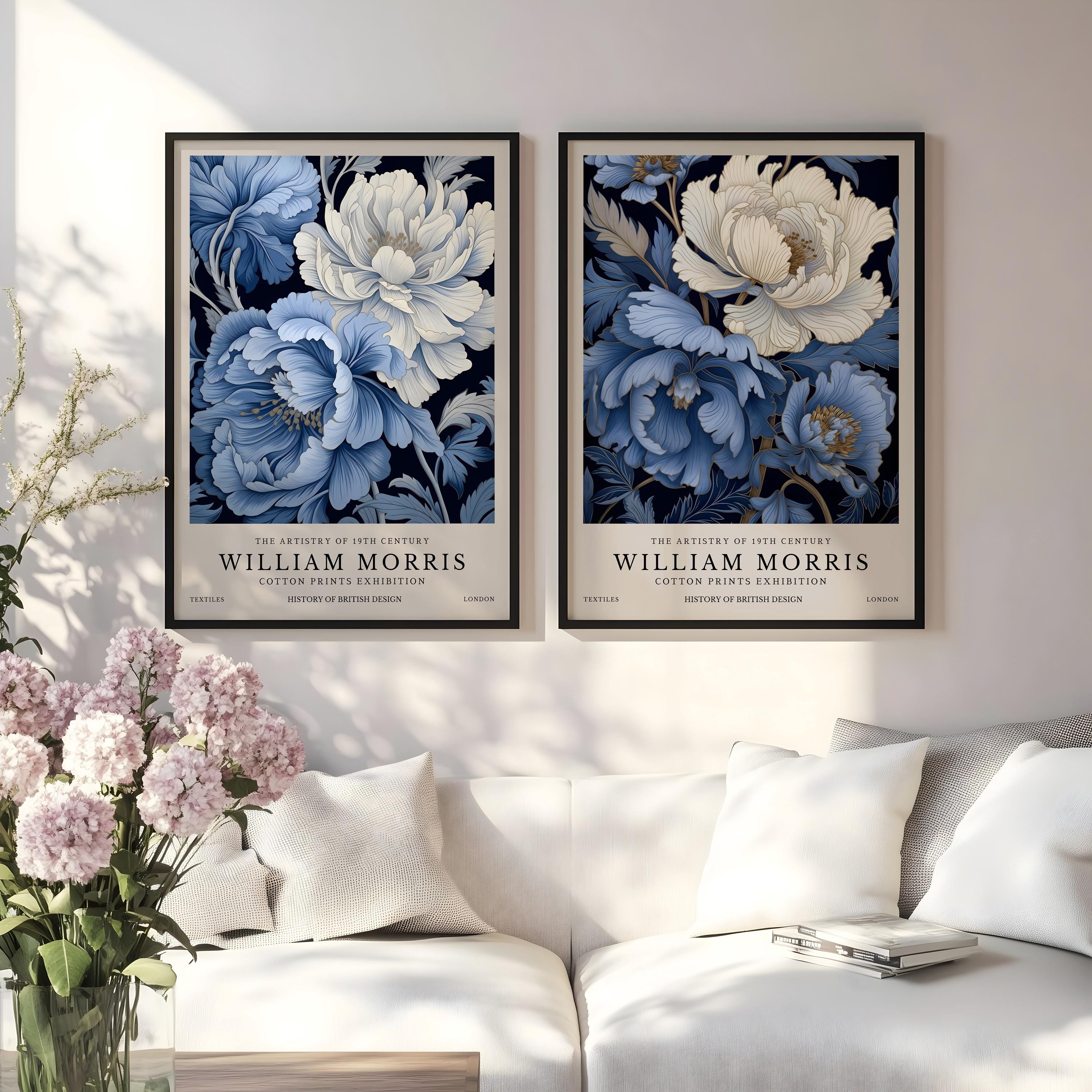 William Morris Blue Floral Pri - مراجعة Home Textiles Exhibition وسعره