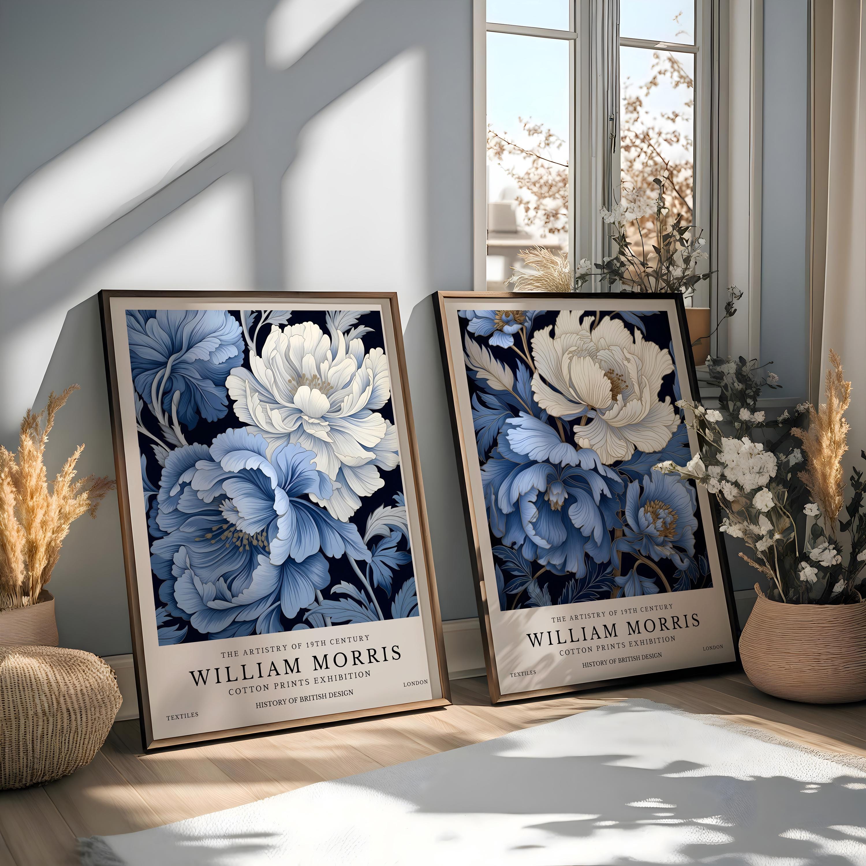 William Morris Blue Floral Pri - مراجعة Home Textiles Exhibition وسعره