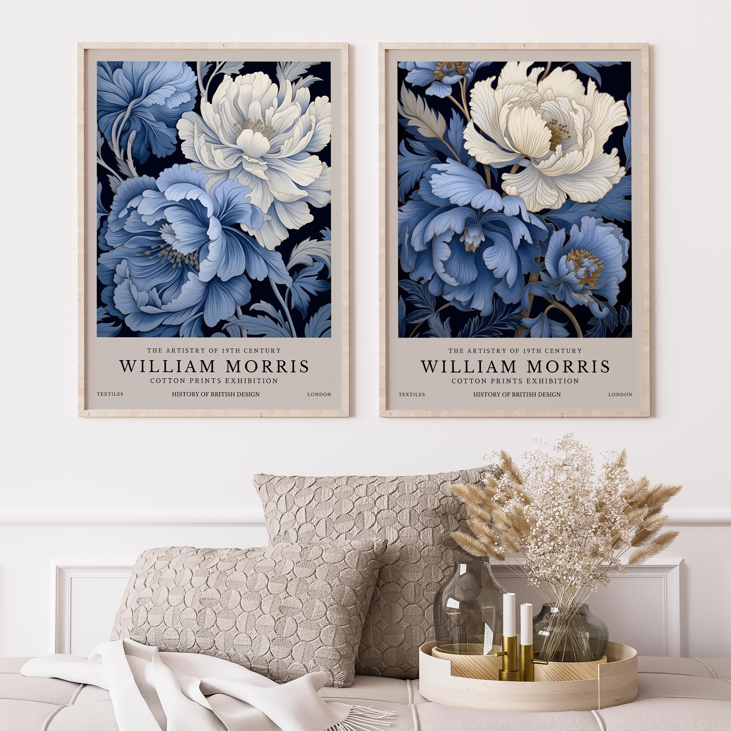 William Morris Blue Floral Pri - مراجعة Home Textiles Exhibition وسعره