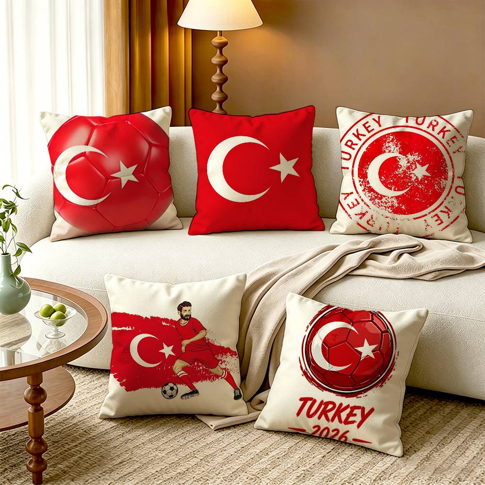 Turkey Flag Cotton Linen Squar - مراجعة Home Textiles Turkey وسعره