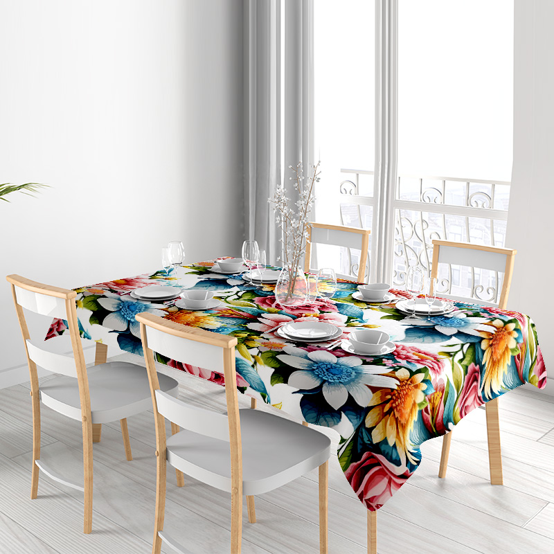 Colorful Floral Printed Tablec - مراجعة Home Textiles List وسعره