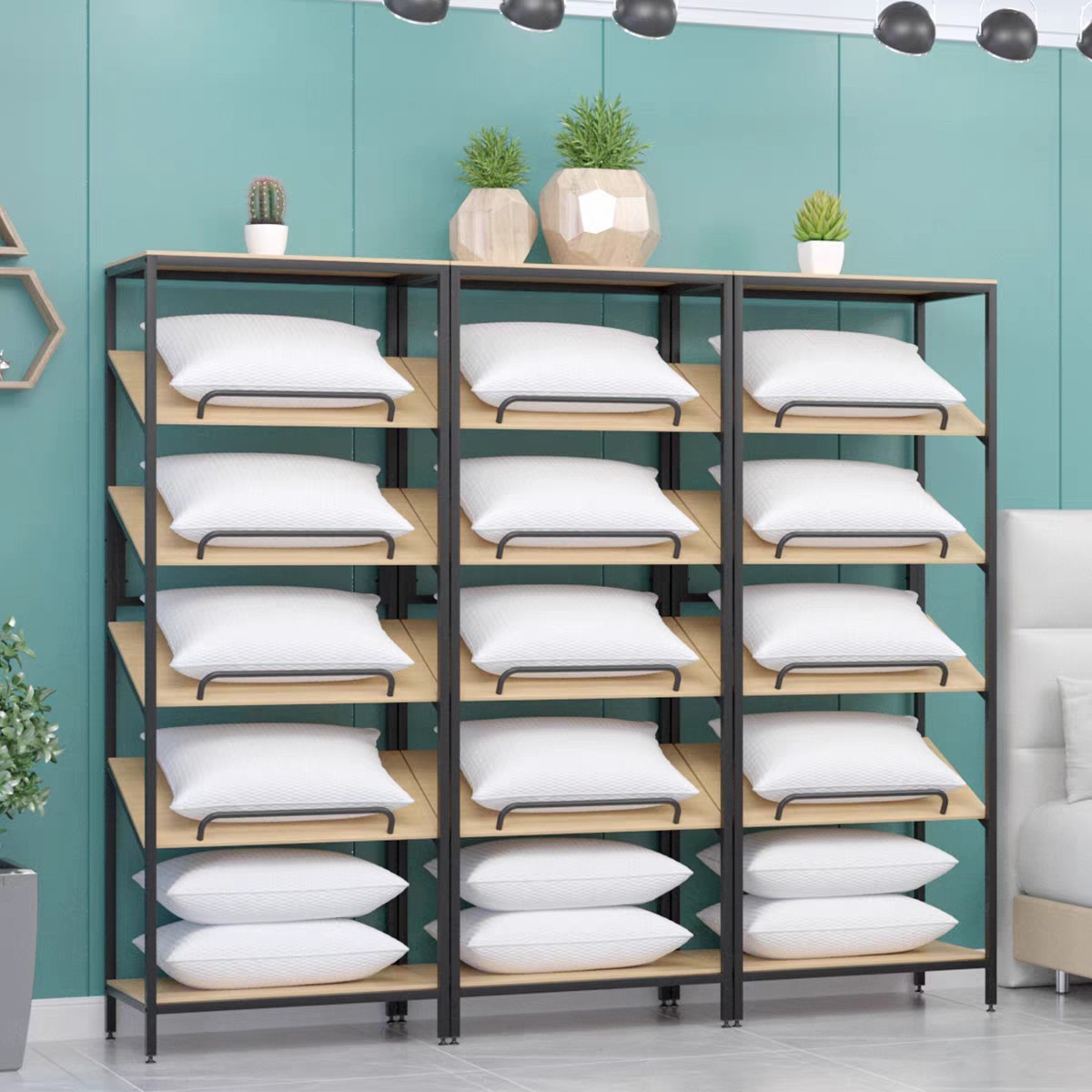 Home Textile Store Shelf Pillo - مراجعة Home Textiles Exhibition وسعره