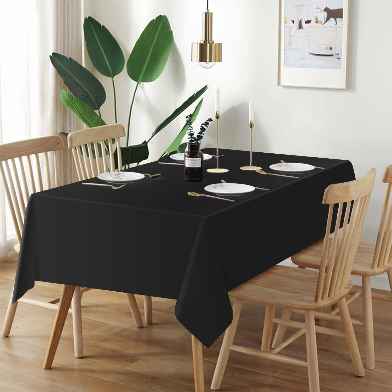 Solid Black Rectangle Tableclo - مراجعة Home Textiles Exhibition وسعره