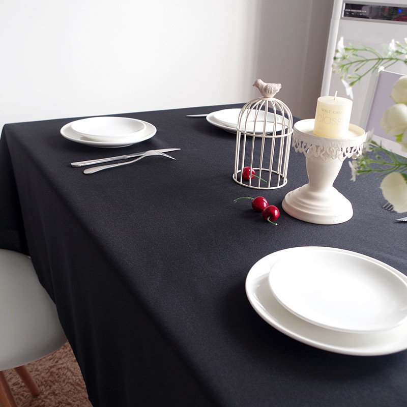 Solid Black Rectangle Tableclo - مراجعة Home Textiles Exhibition وسعره