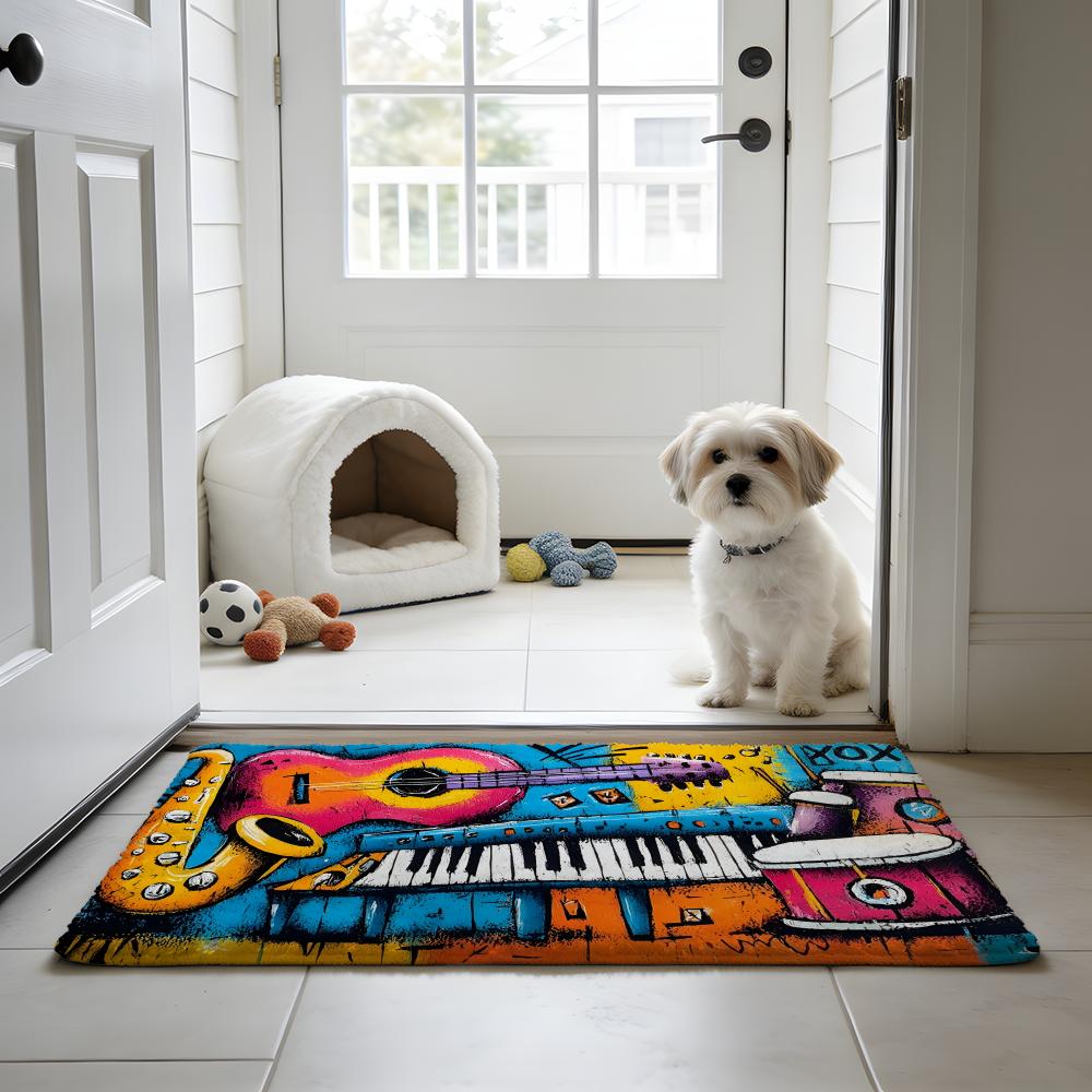 M-Music Note Print Rug Floor M - مراجعة Home Textiles Notes وسعره