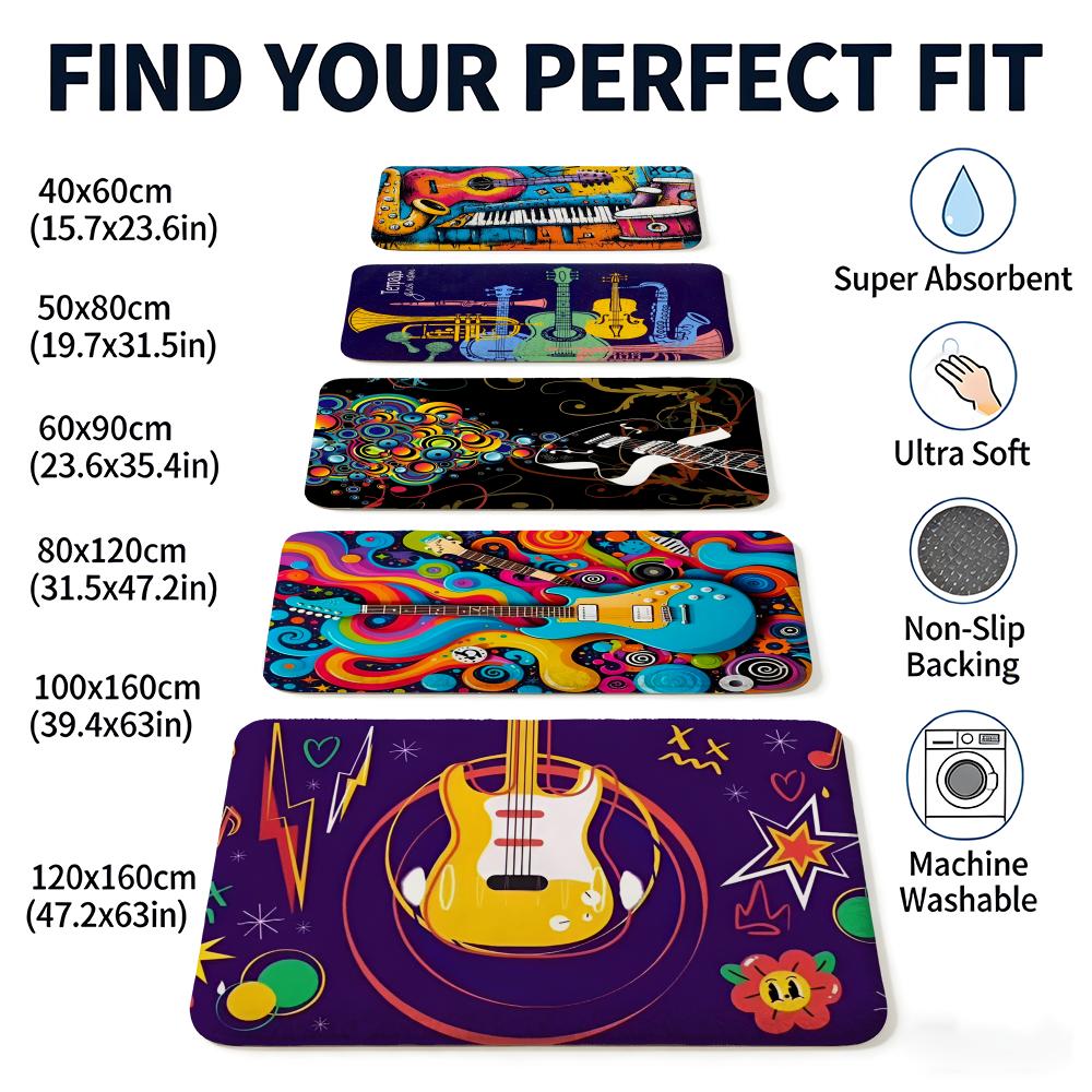 M-Music Note Print Rug Floor M - مراجعة Home Textiles Notes وسعره