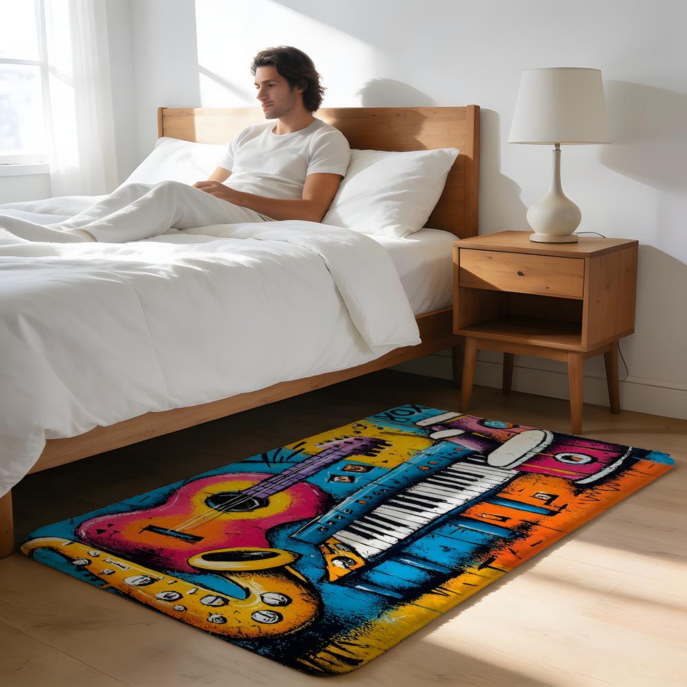 M-Music Note Print Rug Floor M - مراجعة Home Textiles Notes وسعره