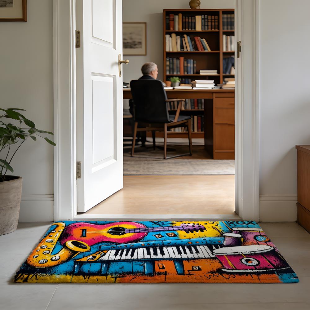 M-Music Note Print Rug Floor M - مراجعة Home Textiles Notes وسعره