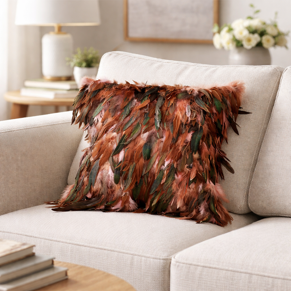 Real Turkey Feather Fur Cushio - مراجعة Home Textiles Turkey وسعره