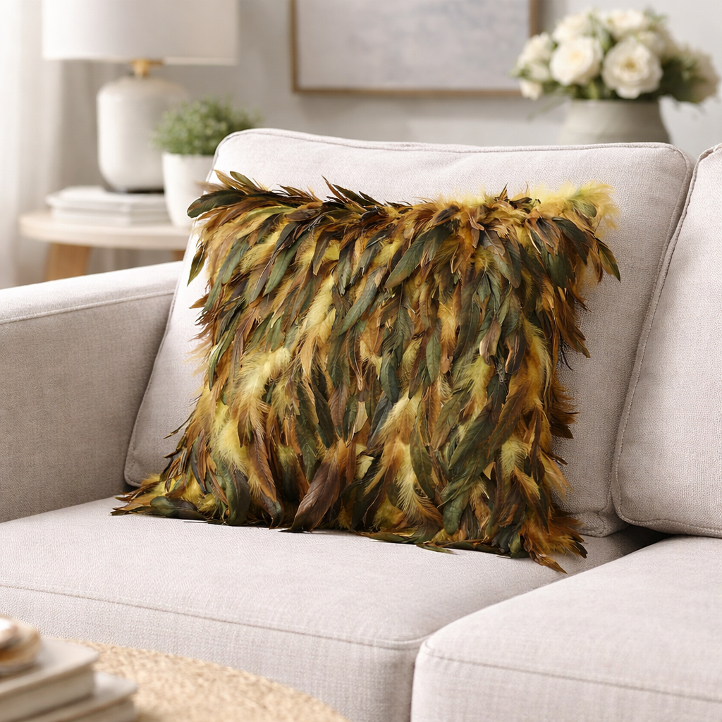 Real Turkey Feather Fur Cushio - مراجعة Home Textiles Turkey وسعره