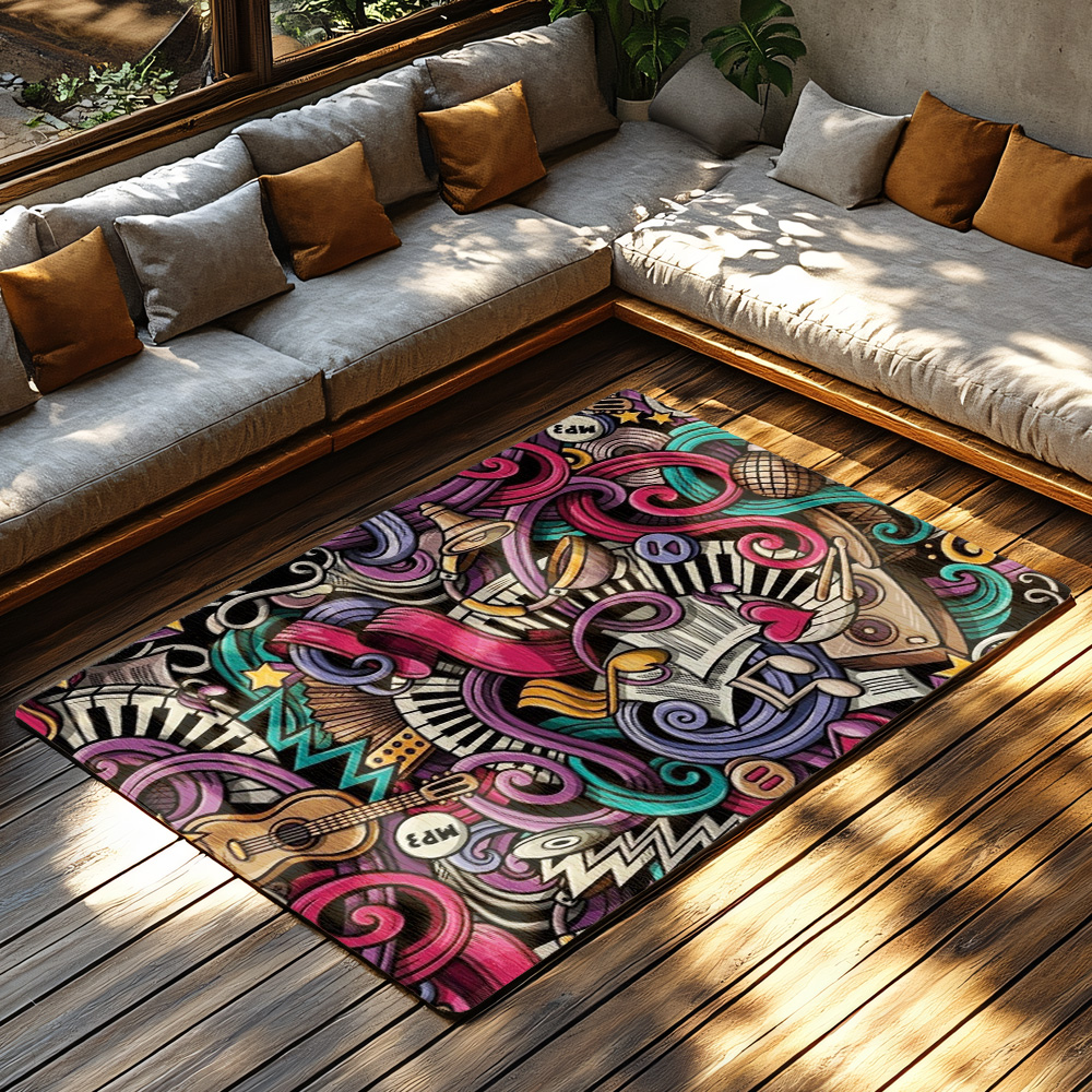 Musical Notes Love Print Rug,  - مراجعة Home Textiles Notes وسعره