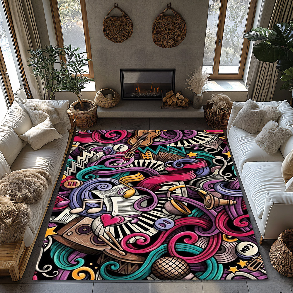 Musical Notes Love Print Rug,  - مراجعة Home Textiles Notes وسعره