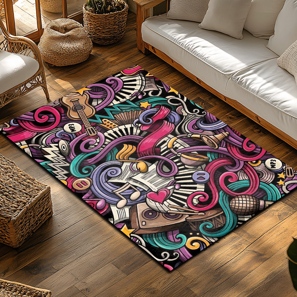 Musical Notes Love Print Rug,  - مراجعة Home Textiles Notes وسعره