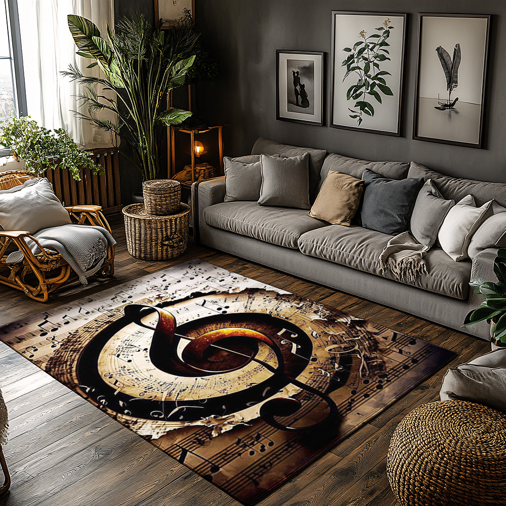 Golden Treble Clef Music Rug,  - مراجعة Home Textiles Notes وسعره