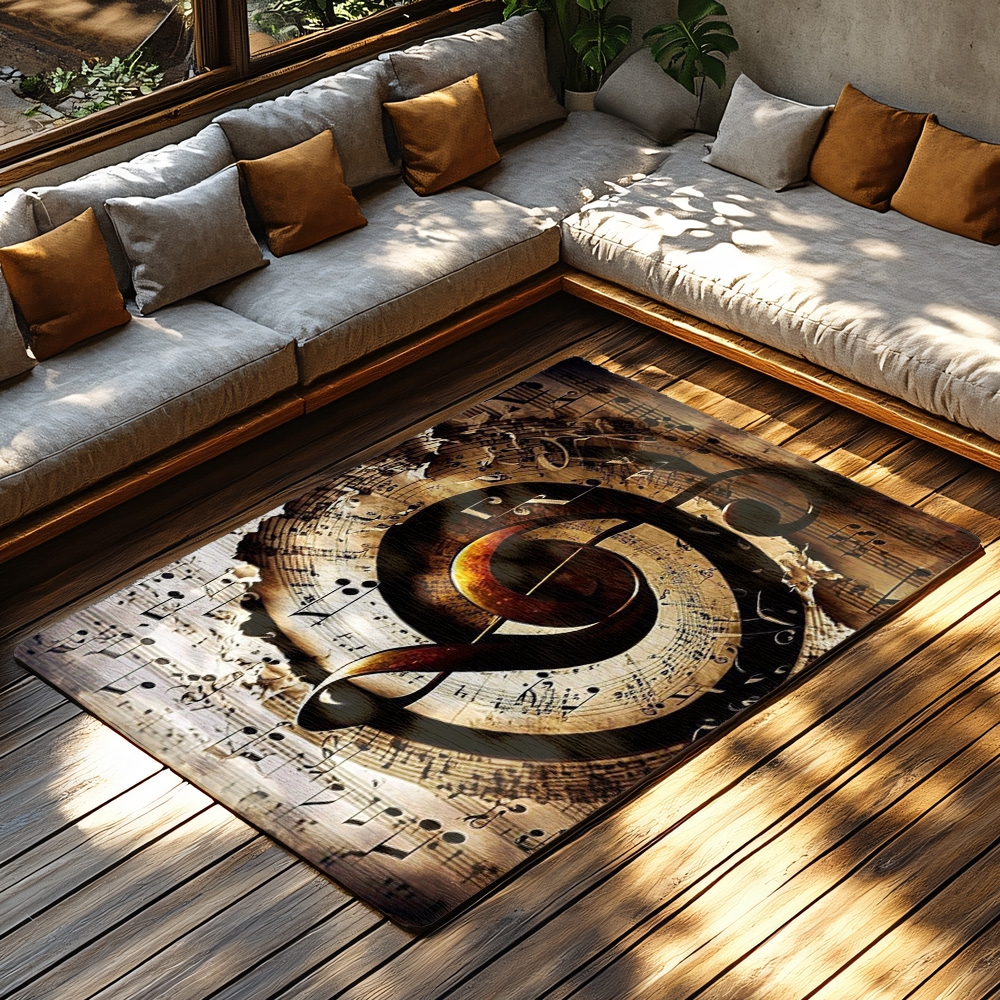 Golden Treble Clef Music Rug,  - مراجعة Home Textiles Notes وسعره