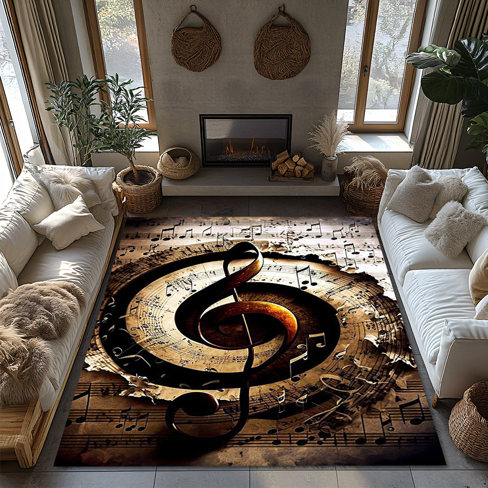 Golden Treble Clef Music Rug,  - مراجعة Home Textiles Notes وسعره