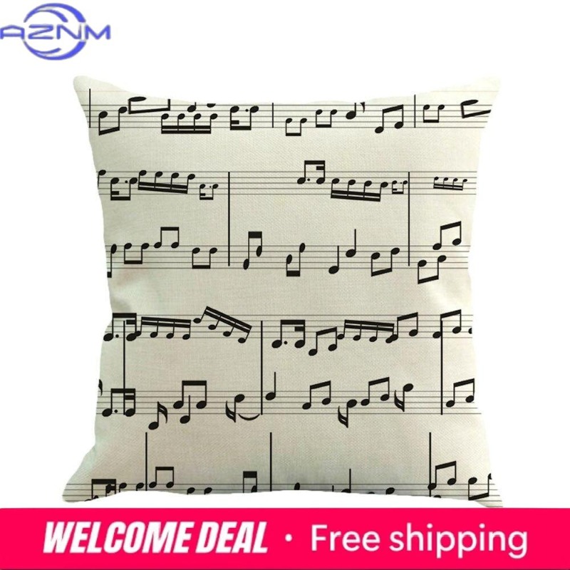 Square Musical Note Printed Cu - مراجعة Home Textiles Notes وسعره